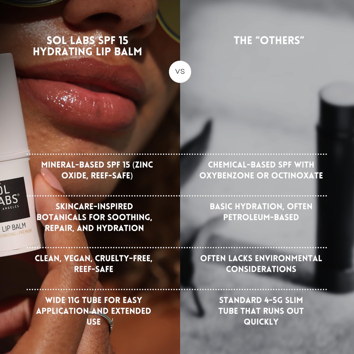 SOL LABS Mineral Lip Moisturizer SPF 15 - Hydrating Lavender Mint Lip Balm with Zinc Oxide - Non-Waxy, Reef-Safe Korean Formula - Shea Butter & Hyaluronic Acid - Oversized 11g