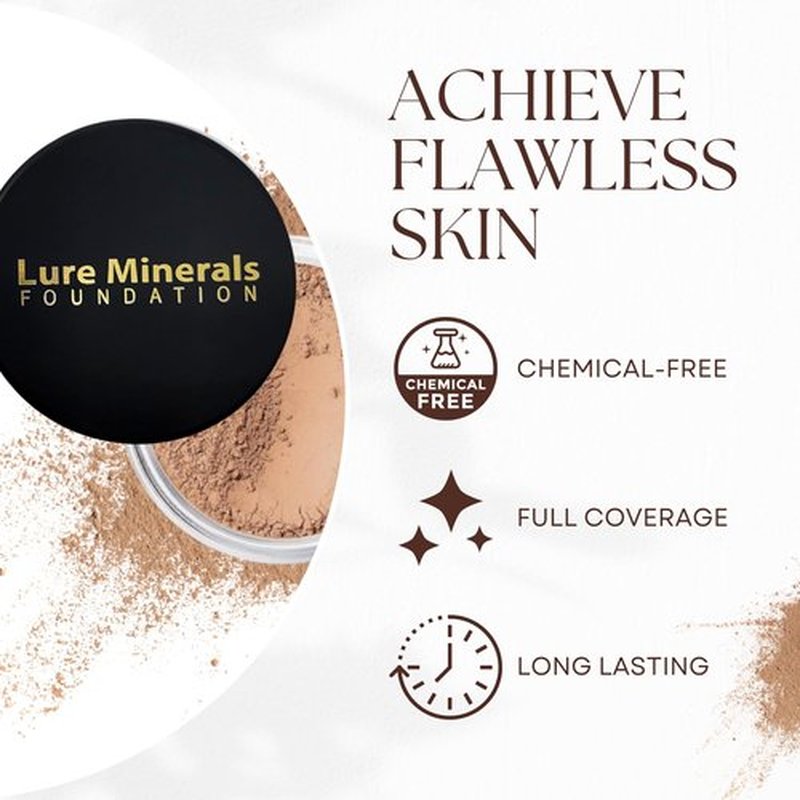 Lure Minerals Mineral Foundation Loose Powder - 8g, Mineral Makeup Face Powder Foundation (Beige Medium - Luminous)