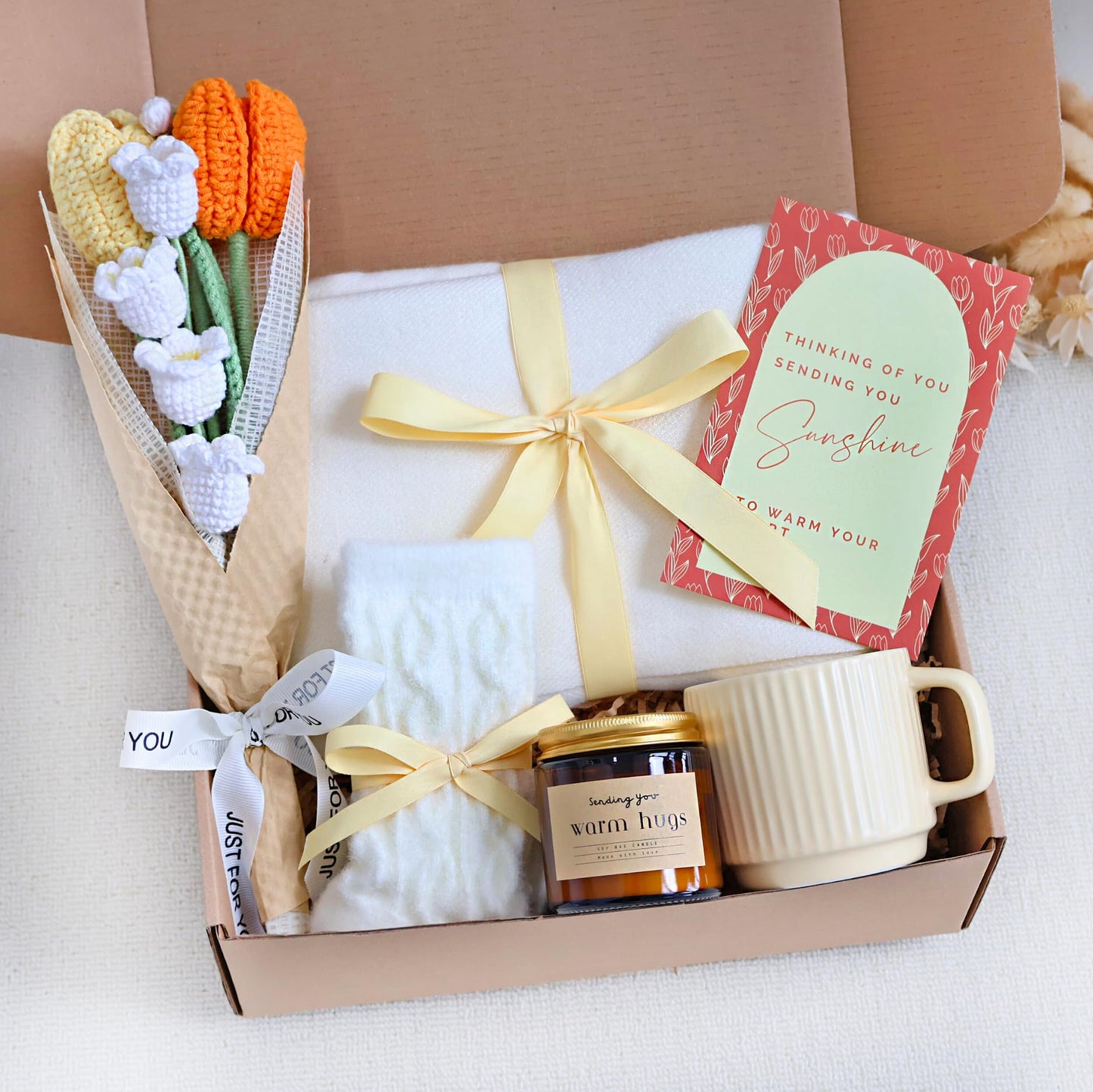 felinlova Get Well Gift Basket for Women - Surgery Recovery Care Package with Comfort Items, Sympathy Gift for Cancer Patients & Loss of Loved One