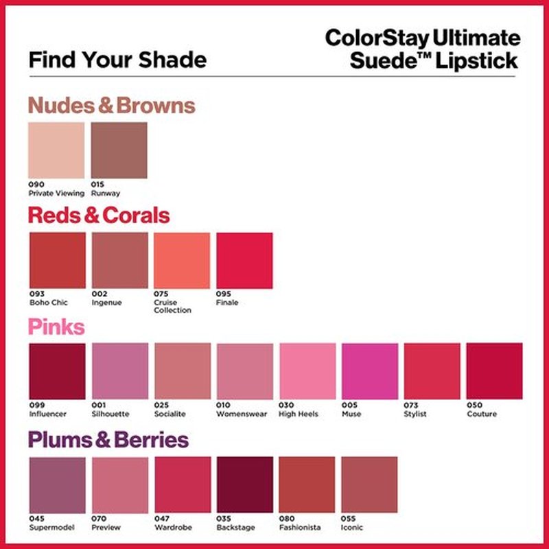 REVLON Lipstick, ColorStay Ultimate Suede Lipstick, High Impact Lip color with Moisturizing Creamy Formula, Infused with Vitamin E, 080 Fashionista, 0.09 Oz
