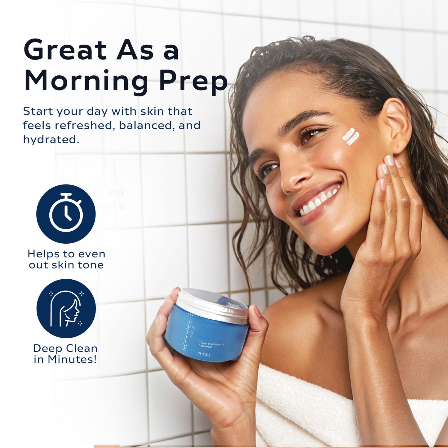 Neptune Skincare 3-Piece Bundle | Fresh Water Cleanser, Deep Sea Hydrate Moisturizer & Black Sea Mud Scrub | Deep Cleansing, Hydrating & Exfoliating | 100% Natural, EWG Verified | For All Skin Types