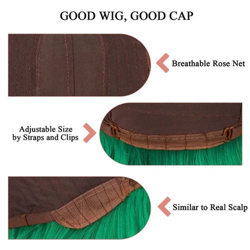 SOFEIYAN Short Straight Bob Wigs with Bangs 11 inch Synthetic Daily Party Cosplay Hair Wig for Black Women, Green