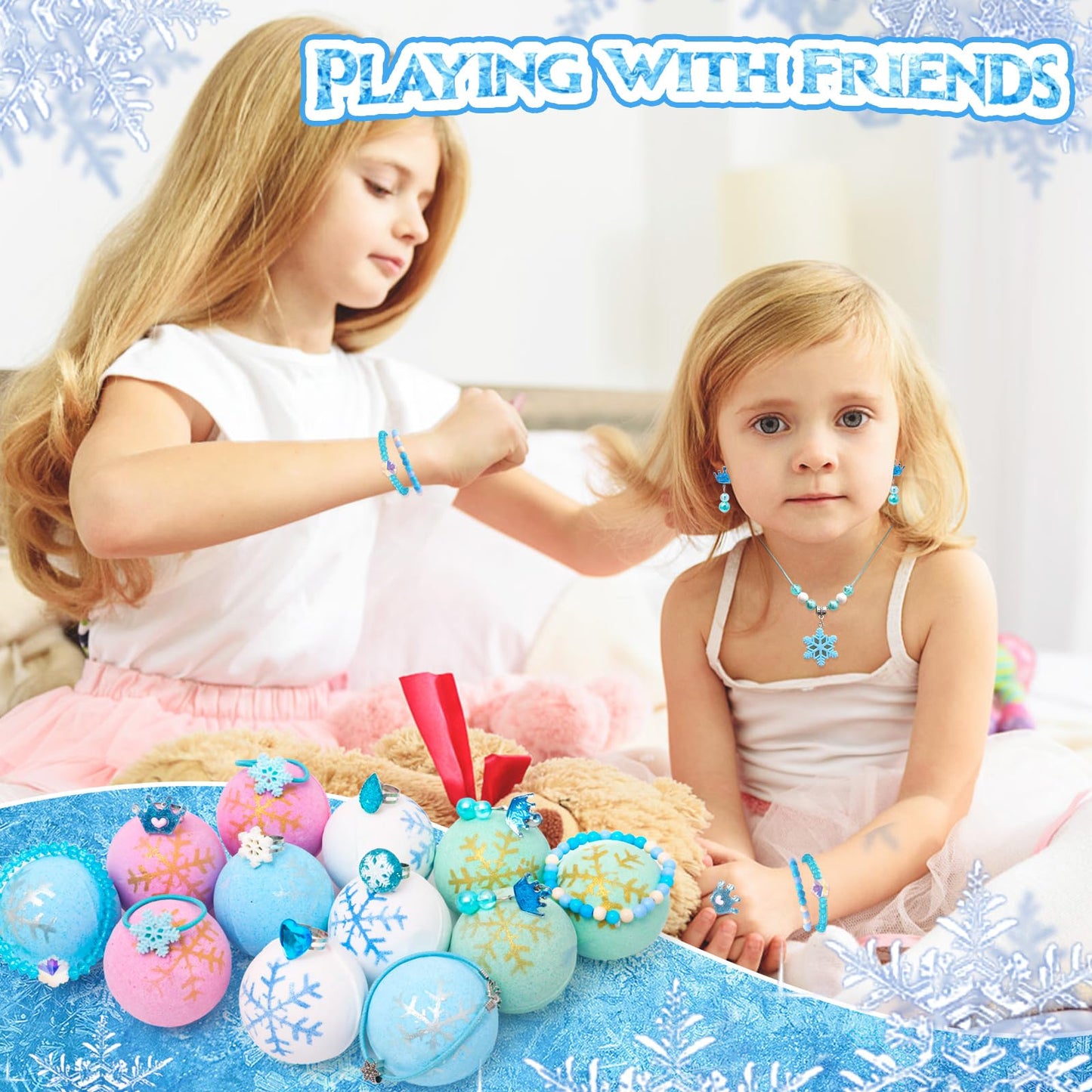 Bath Bombs for Kids with Surprise Inside Princess Toys Natural Bath Bombs Handmade Spa Organic Bubble Bath Bomb Bath Fizzy with Jewelry Set Girls Birthday Christmas Gift
