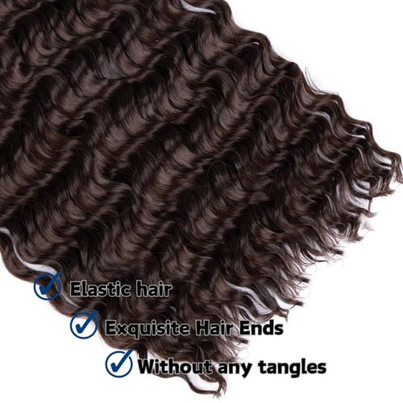 Deep Bulk Hair For Braiding Hair 20inch Wet And Wavy Deep Wave Bulk Hair Quality Synthetic Micro Braiding Hair Extensions for Boho Braids No Weft (2Pack 200g, 4#)