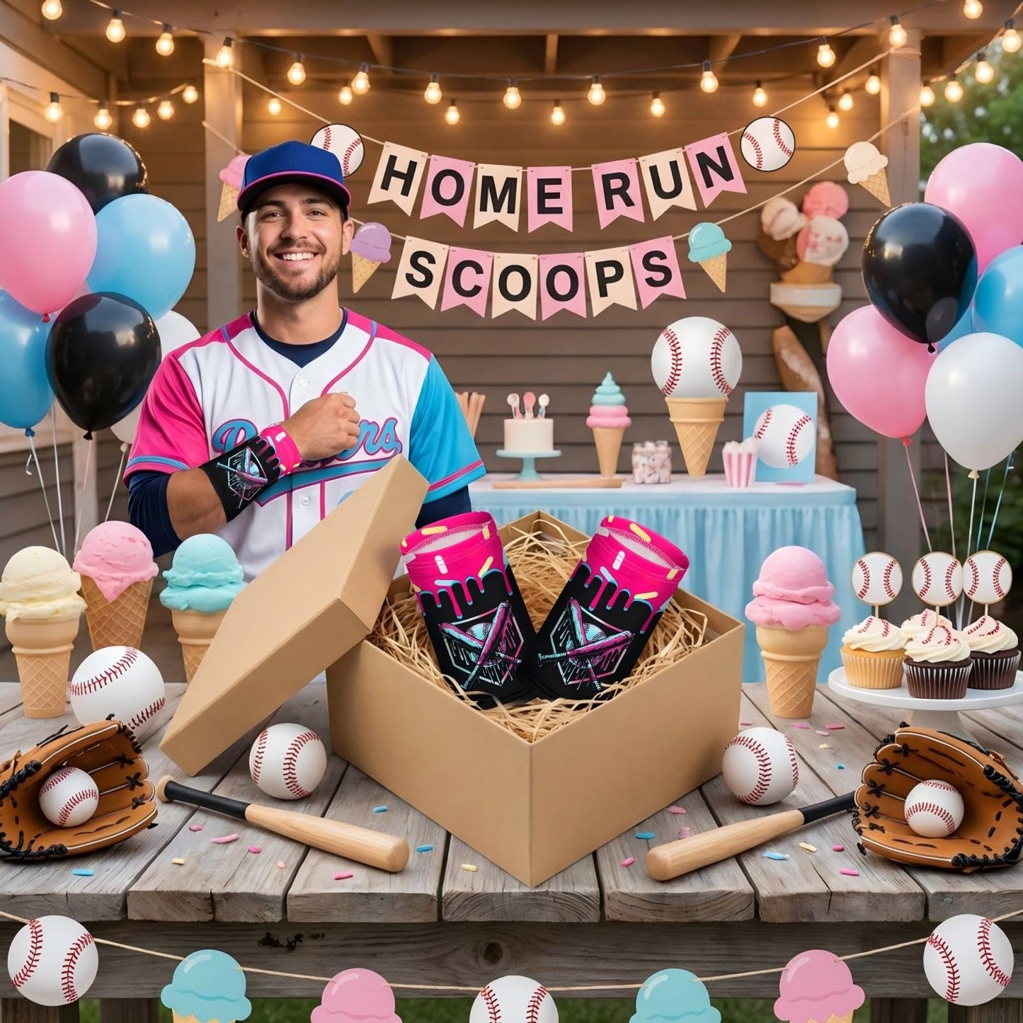 18 Pair Baseball Ice Cream Drip / 67 Meme Themed Wristbands Sports Cooling Non Slip Wristbands Gift for Sport Baseball Team Ball Lovers Players Sport Gym Party Favors (Cross Baseballs)