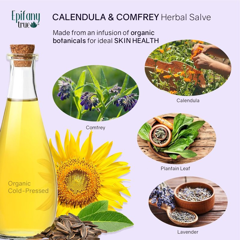 Calendula Salve 2oz - Natural Herbal Balm for Dry Skin, Eczema & Itch Relief | Fragrance-Free 2-Pack