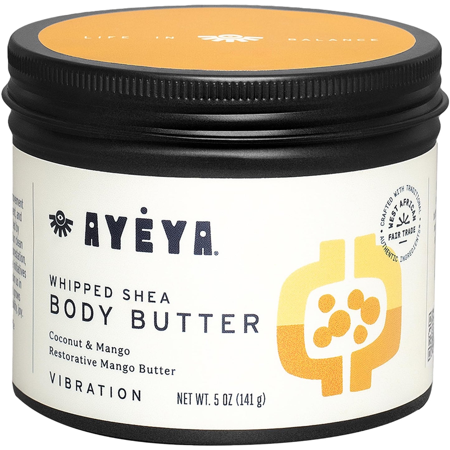 AYÉYA Whipped Body Butter, Shea, Coconut & Mango (Vibration) – Hydrating, Deep Conditioning Moisturizer for Extremely Dry Skin, 5 Oz Ea