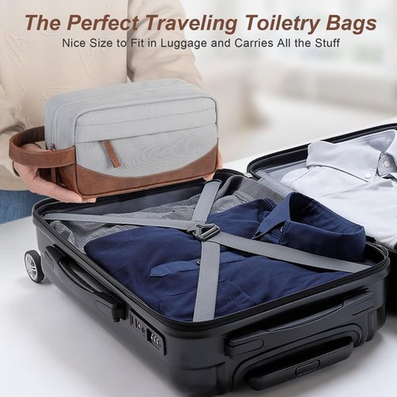 Ezday Travel Toiletry Bag for Men, Hanging Toiletry Organizer, Water Resistant Shaving Kit with Large Capacity for Travel Accessories (Grey)