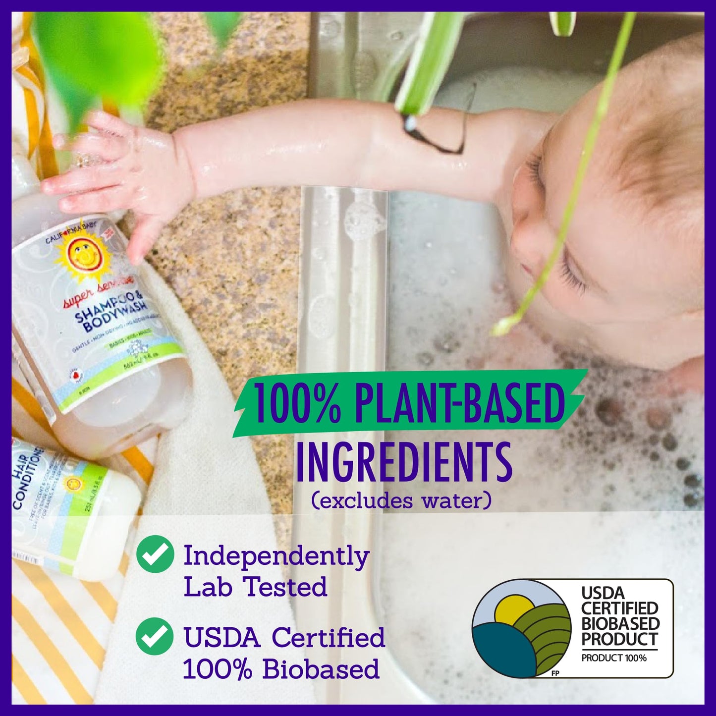California Baby Super Sensitive Baby Shampoo + Baby Wash | 100% Plant-Based | Unscented Body Wash For Sensitive Skin | Hypoallergenic | 251mL / 8.5 oz