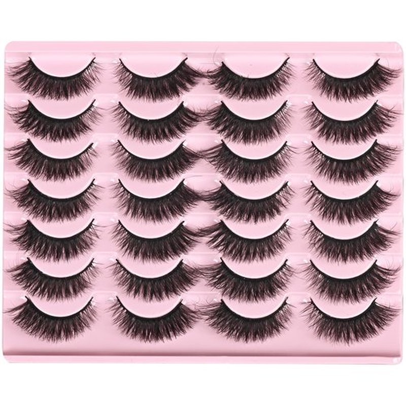 FARRED Natural Lashes Short Eyelashes Wispy False Mink Lash Pack 14 Pair Fluffy Cat Eye Strip Eyelash that Looks Like Extensions Small Fake Lashes for MUA and Beginners Daily Makeup (F14 | 8-15mm)