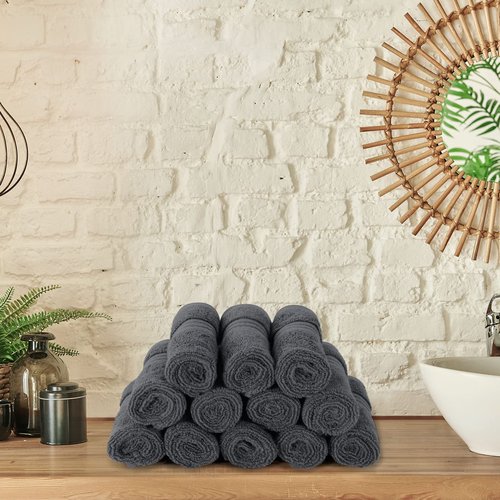 Utopia Towels 12 Pack Premium Wash Cloths Set (12 x 12 Inches) 100% Cotton Ring Spun, Highly Absorbent and Soft Feel Washcloths for Bathroom, Spa, Gym, and Face Towel (Grey)