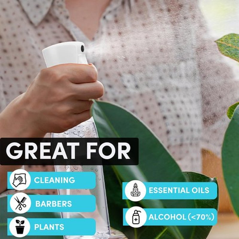 Hula Home Spray Bottle for Hair (20oz/590ml) - Powered by Flairosol® Spray Technology - Continuous Ultra Fine Mist Sprayer – For Hairstyling, Cleaning, Salons, Plants, Essential Oil & More - White
