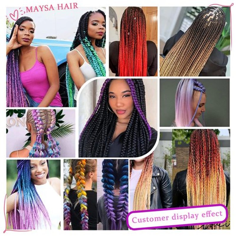 Maysa Jumbo Braiding Hair Extensions 24in Baby Blue Braiding Hair Pre stretched 6Packs Soft Synthetic Hair for Braiding #Light Blue