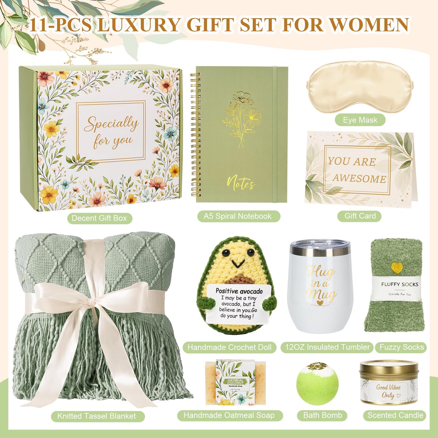 Care Package for Women, Get Well Soon Gift Basket with Self Care Gifts