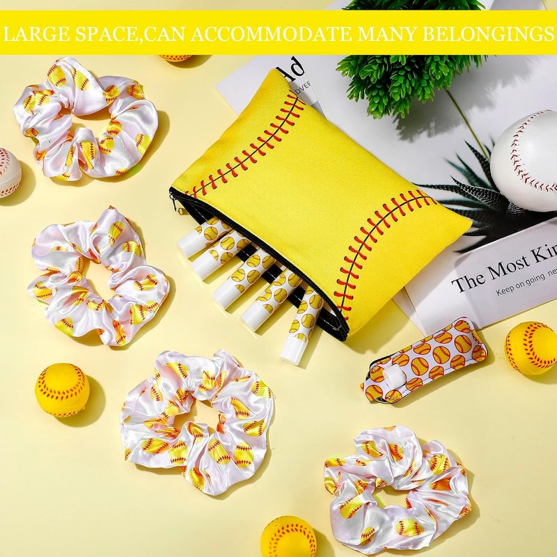 Softball Team Gifts - 48 Pcs Makeup Bags, Hair Scrunchies & Lip Balms | Perfect Accessories for Girls' Sports Teams