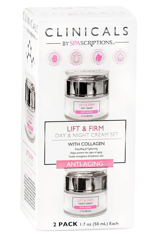 Lift & Firm Day & Night Cream Set with Collagen - SpaScriptions Clinicals | 2 Pack (1.7oz)