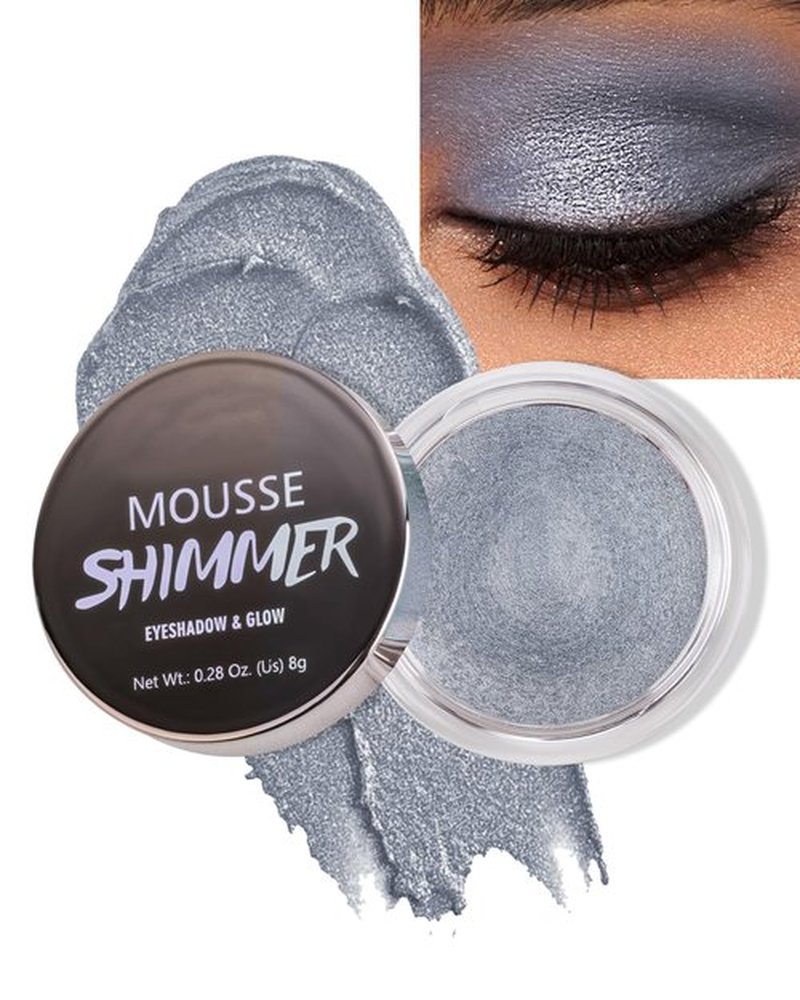 Shimmer Cream Eyeshadow, Ultra-Blendable Glitter Eye Shadow with Moisturizing Formula, Waterproof Long Lasting & Highly Pigmented, Single Creme Eyeshadow Pot Highlighter Makeup for Women-06#Sliver
