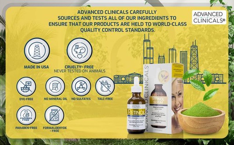 Advanced Clinicals Retinol Facial Serum Moisturizer Skin Care For Face, Anti Aging Retinol Concentrate Reduces Appearance Of Wrinkles & Fine Lines W/Aloe Vera & Green Tea, 1.75 Fl Oz (Pack of 2)