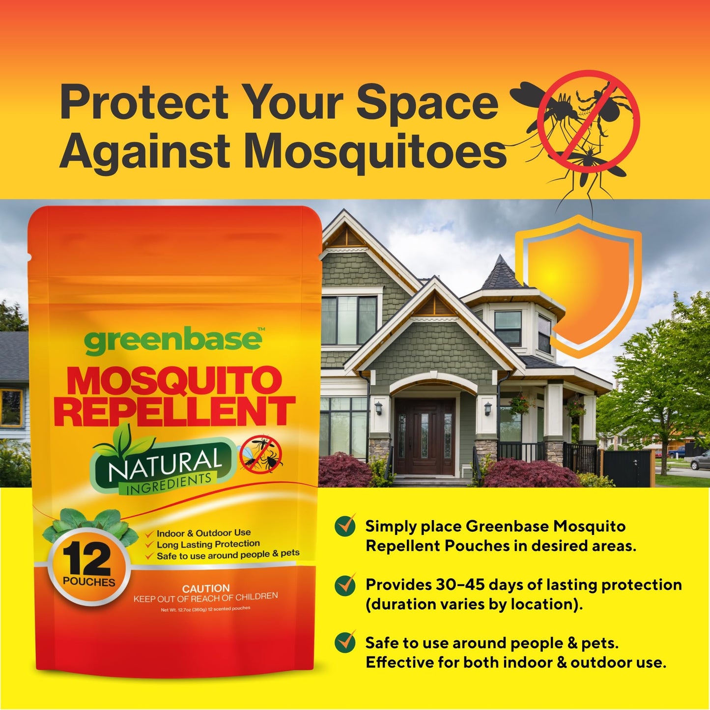 Travel Mosquito Repellent Pouches 12 Pack – Natural Indoor & Outdoor Mosquito Repellent for Home, Patio, Yard & Camping | Long-Lasting Mosquito Repellent Bags – Safe for Kids & Pets