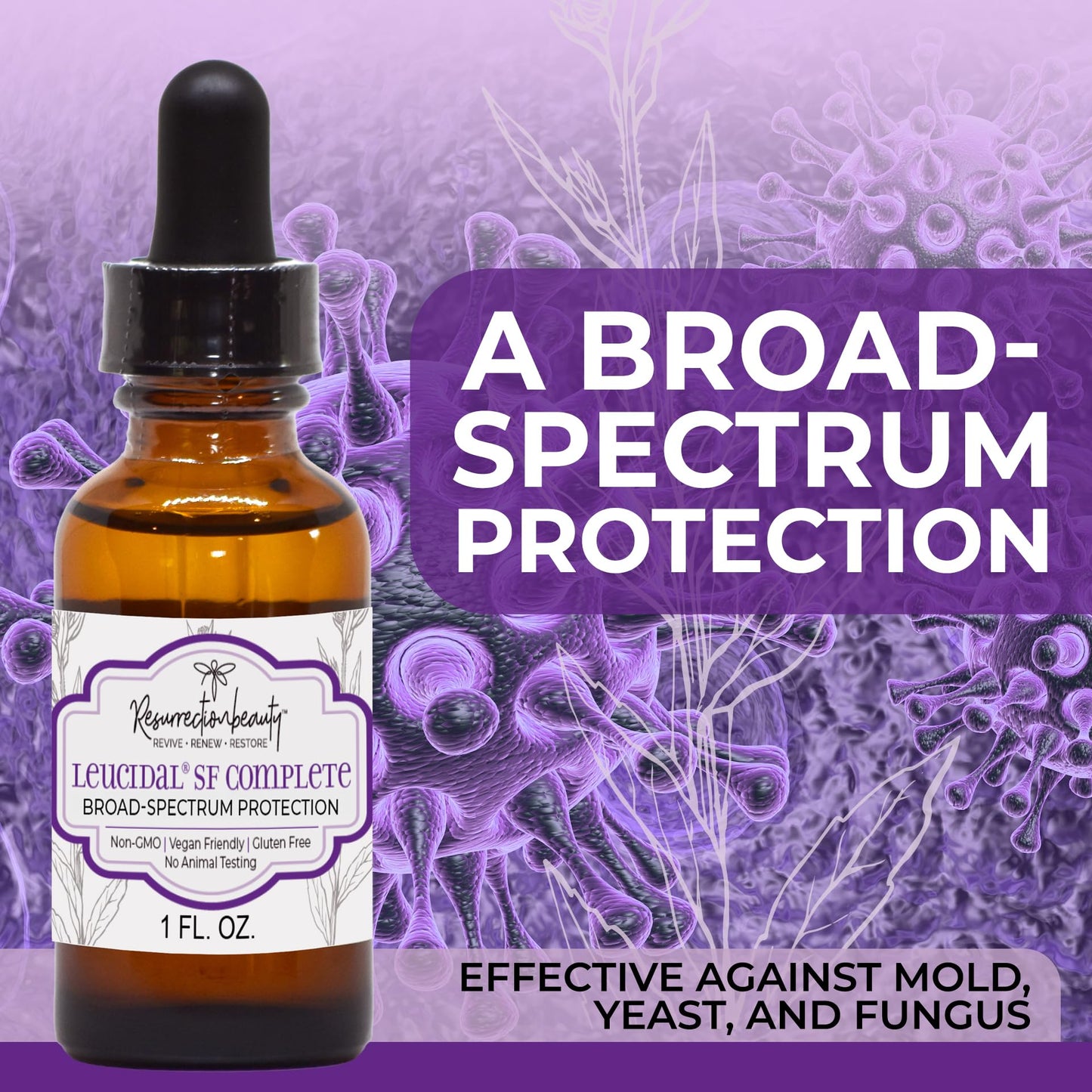 Leucidal® SF COMPLETE Broad Spectrum Protection Cosmetic Ingredient for DIY Vitamin C Ascorbic Acid & Hyaluronic Acid Powder Serum, Facial Lotion & Other Formulations, 1 oz RESURRECTIONbeauty