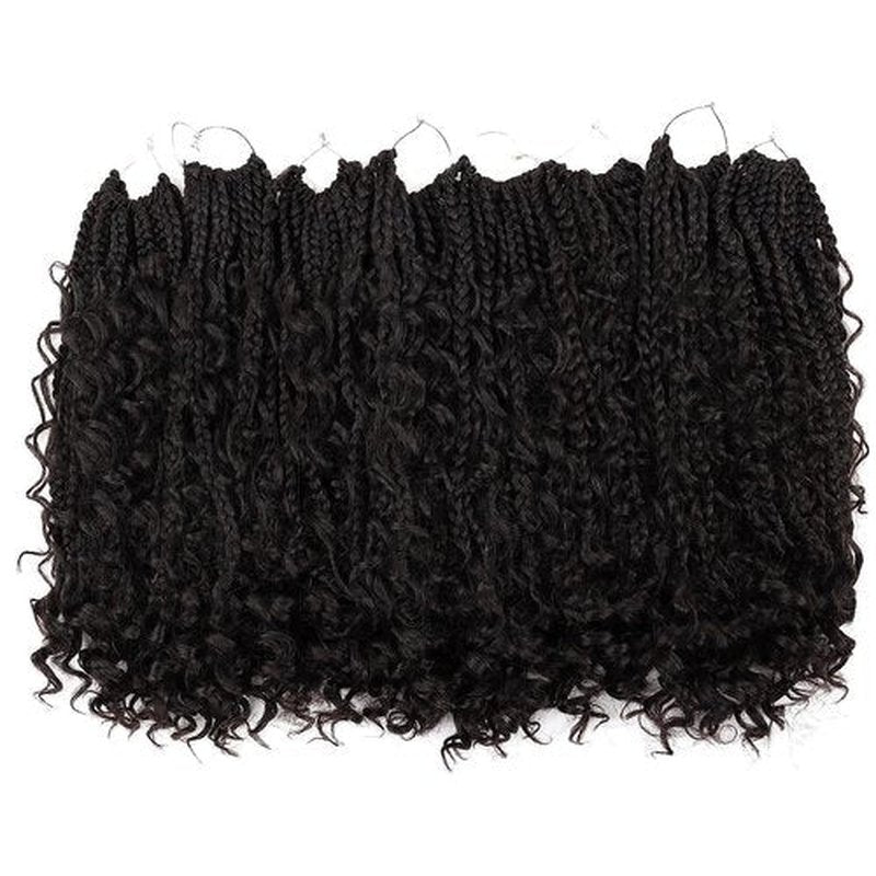 Goddess Box Braids Crochet Hair 12 Inch 8 Packs Boho Box Braids Crochet Hair Bohemian Crochet Box Braids Curly Ends Synthetic Braids Hair Extension For Women #2