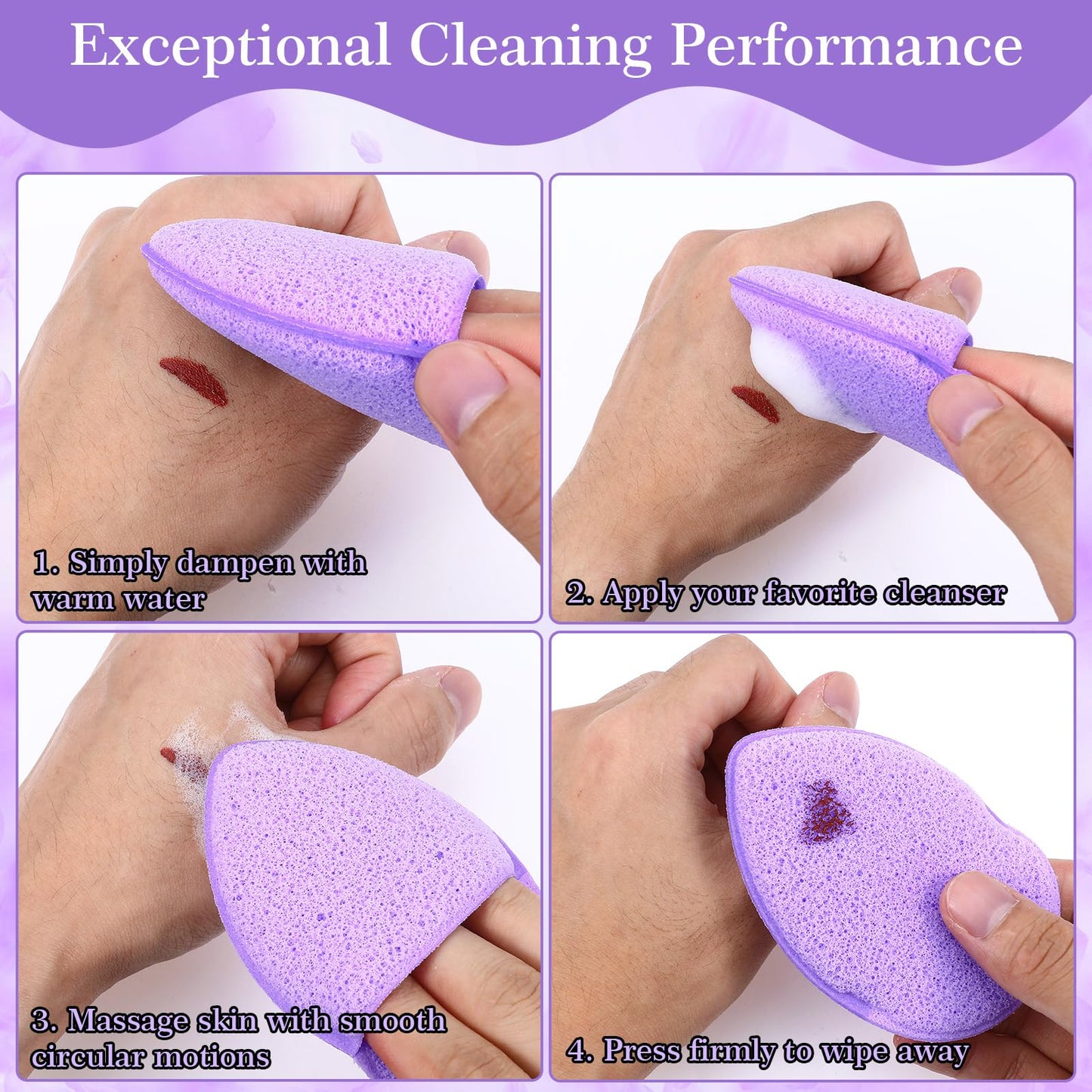 6Pcs Facial Sponges for Washing Face - Reusable Makeup Remover Pads for Daily Face Wash Scrubber