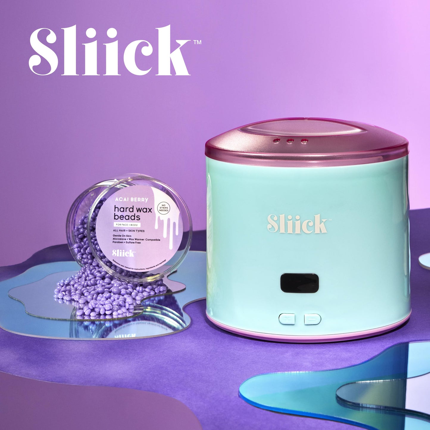 Sliick Hard Wax Beads for Sensitive Skin – Acai Berry, Stripless Waxing Beads for Face & Body Hair Removal, 8 oz