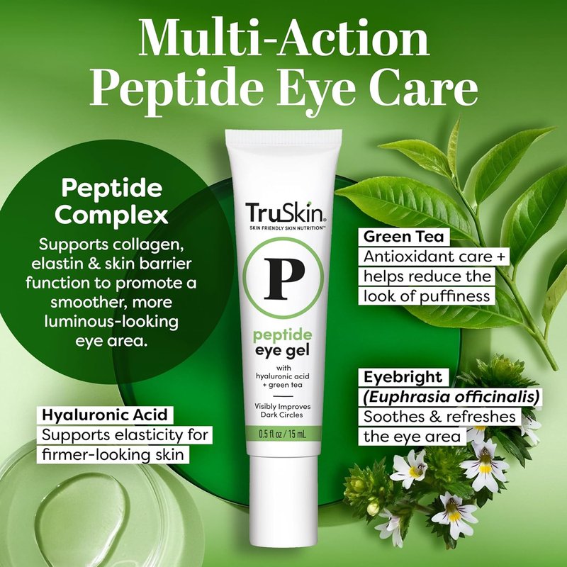 TruSkin Peptide Eye Cream Gel - Hydrating Under Eye Treatment for Dark Circles & Fine Lines | 0.5 Fl Oz