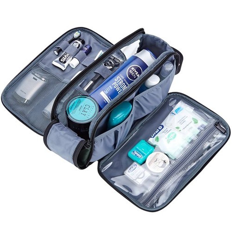 ZEEMO Toiletry Bag for Men, Extra Large Water-resistant Dopp Kit with Double Side Full Open Design, Shaving Bag for Toiletries and Shaving Accessories for Long Travel, Green
