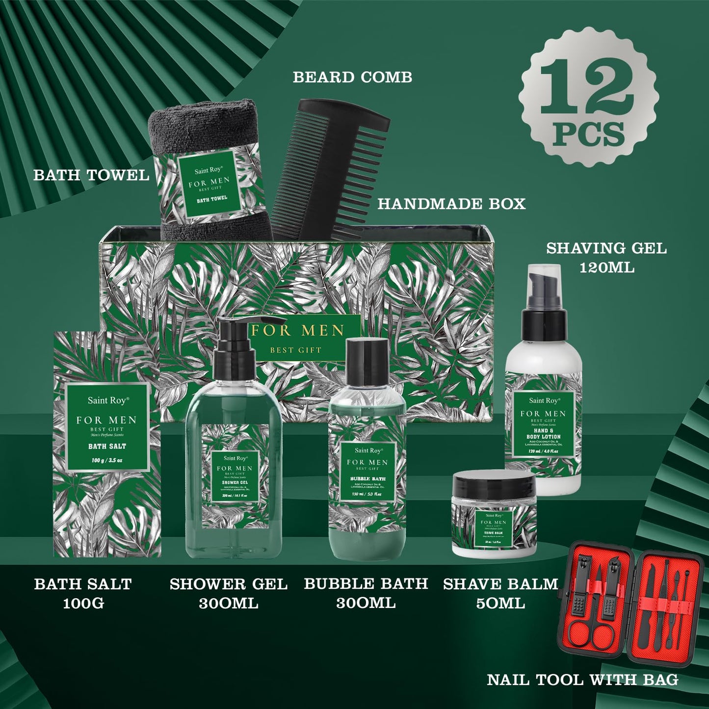 15 Pcs Fathers Day Gifts for Men Dad, Cedar & Bergamot Bath & Body Gift Basket, Face Skin Care Kit, Self-Care Gift, Beard Balm, Shower Gel Men Gift set, Birthday, Christmas, Mother, Husband