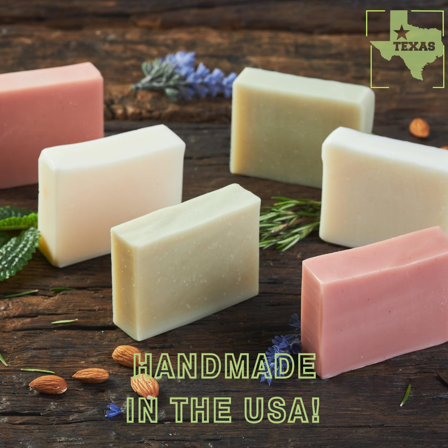bonuderm Natural Bar Soap Variety Pack (4) for Women & Men – Peppermint, Patchouli, Lavender & Rosemary – Vegan, Moisturizing, Made Without Harsh Chemicals – Handmade in the USA