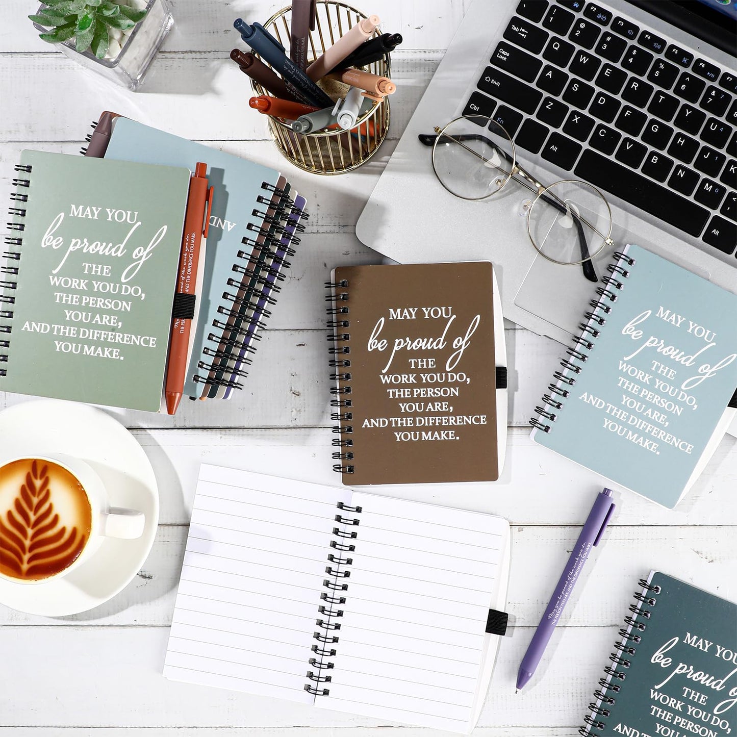 Honoson 50 Sets/100 Pcs 2026 Employee Appreciation Gifts Housekeeping Staff Gifts May You Be Proud The Work Notebook with Ballpoint Pen Thank You Notebooks for Team Coworker Volunteer (Vivid Color)