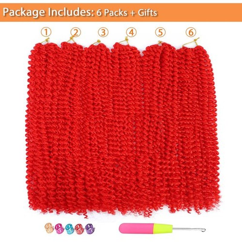 Passion Twist Hair 18 Inch 6 Packs Water Wave Crochet Hair for Passion Twists Long Bohemian Braiding Protective Style Hair Extensions, Tangle Free, No odor, Skin Friendly (18 Inch 6 Packs, Red#)