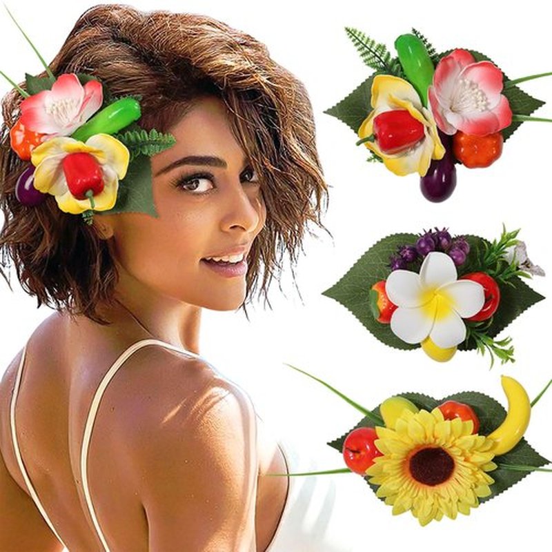 HAIMEIKANG Hawaiian Tropical Flower Hair Accessories - Large Artificial Flower Hair Clips, Pins, and Wedding Piece for Women