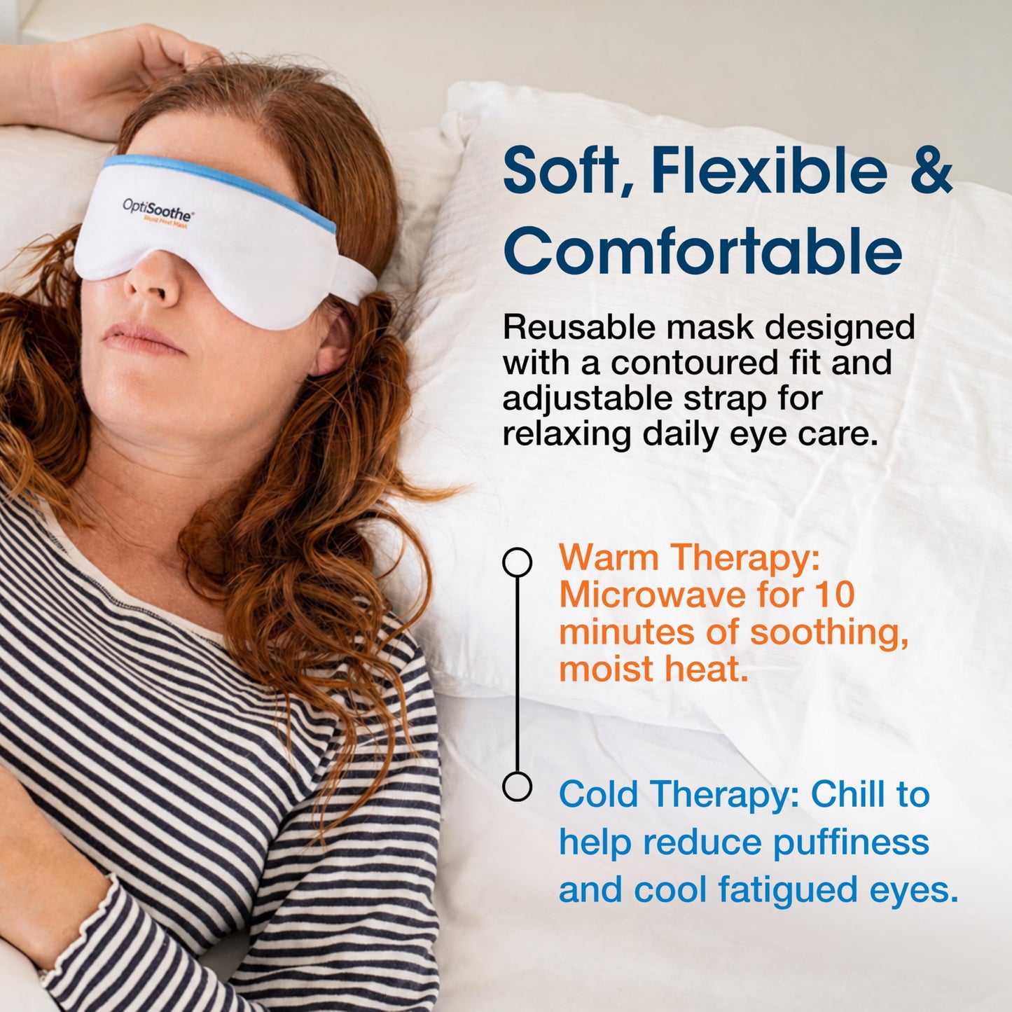 Opti-Soothe Moist Heat Eye Mask, Reusable Hot & Cold Beaded Compress for Dry Eyes, Puffiness, Stye & Eye Strain Relief, Adjustable Comfort Fit