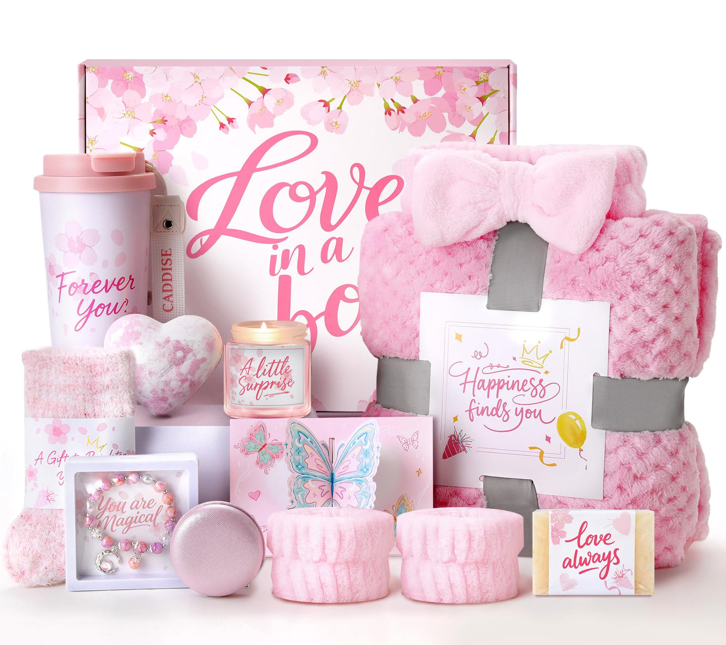 Gift Basket for Mother Wife Sister Her Friends, Luxury Self Care Spa Set with Blanket, Thank You Get Well Soon Box for Mother's Day