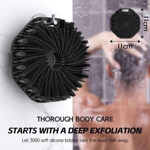 2 PCS Silicone Body Scrubber, Exfoliating Body Wash Scrubbers Exfoliator, Shower Body Brush for Effective Showering Exfoliation and Gentle Massage (Black+Black)