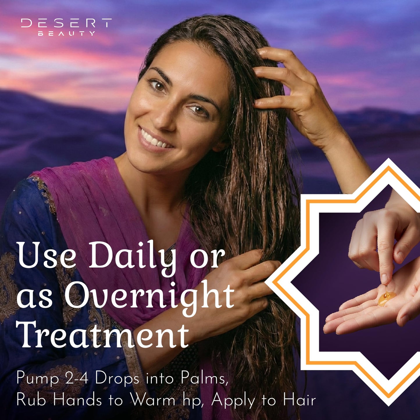 Desert Beauty 2-Pack Argan Oil Hair Oil, 4.2 oz – Moroccan Hair Oil Treatment for Dry Damaged Hair, Leave-In Conditioner, Hydrating & Strengthening, Natural, Cruelty Free