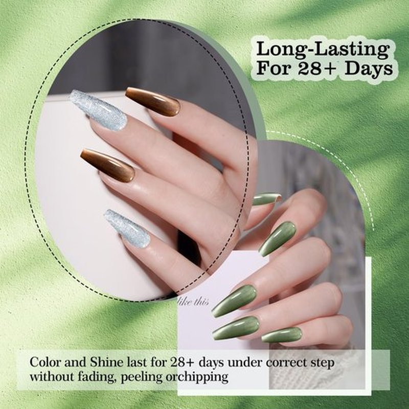 ADHERE Magnetic Gel Nail Polish 12ML - 6 Colors Cat Eye Gel Nail Polish Kit with Magnetic Stick High Glossy Shine Effect Nail Art Manicure Home DIY for Women Girl (With Magnet As Gift)