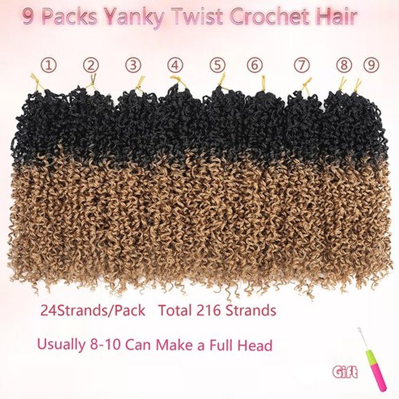 Fovbuty Pre-twisted Yanky Twists Crochet Braiding Hair 8inch Ombre Blonde Short Passion Twists Crochet Hair Pre-looped Curly Crochet Braids Hair Extensions for Butterfly Locs 1B/27#-9packs