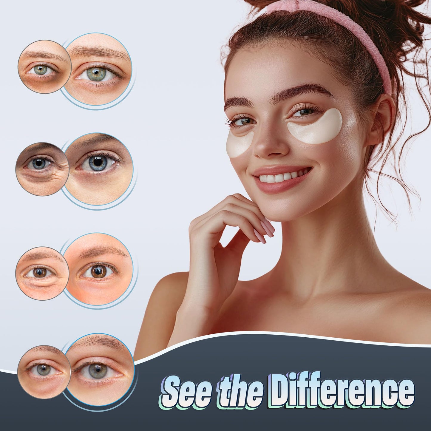 NAZANO Under Eye Patches - 60 Pack for Puffy Eyes, Dark Circles, Bags & Wrinkles with Hydrolyzed Collagen & Hyaluronic Acid - Eye Care Pads for Daily Skincare (White)