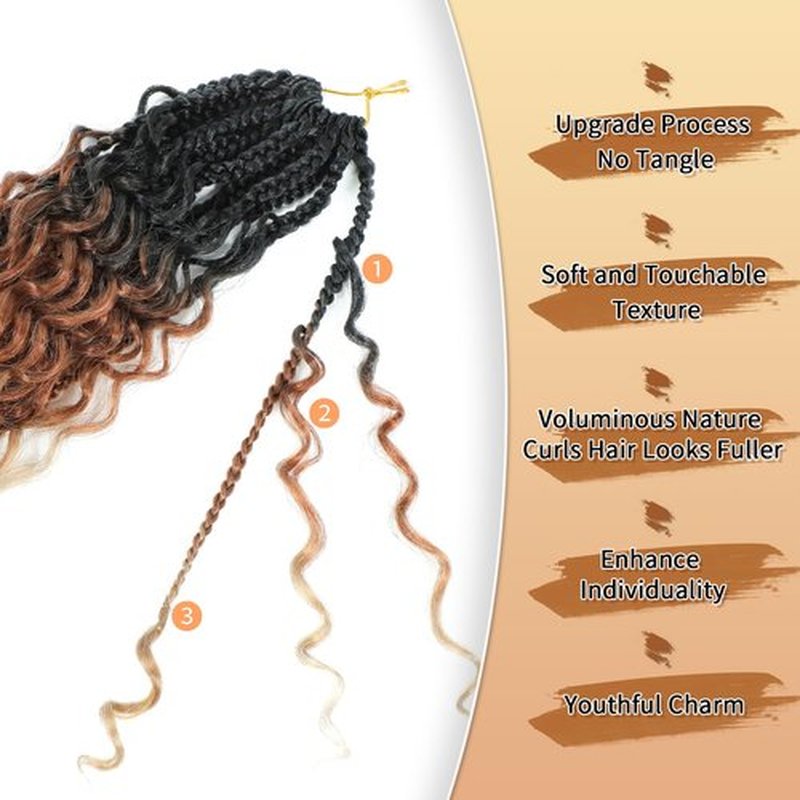Karida 9 Packs Goddess Box Braids Crochet Hair 14 inch, Boho Crochet Braids With Curly Ends, Pre-Looped Crochet Box Braids, Bohomian Box Braids Crochet Hair For Black Women (14 Inch, 1B/30/27#)