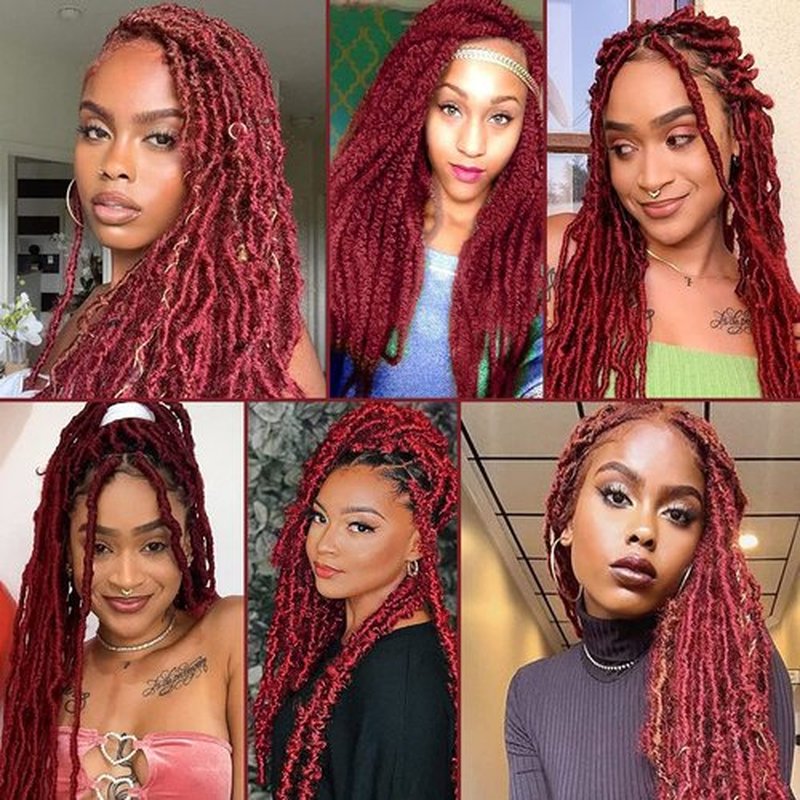 VCEOW 16 inch Pre-Separated Red Springy Afro Twist Hair 3 packs Pre-fluffed Kinky Marley Twist Braiding Hair Burgundy Synthetic Hair Extensions for Bug Spring Twist Butterfly Locs Passion Twist