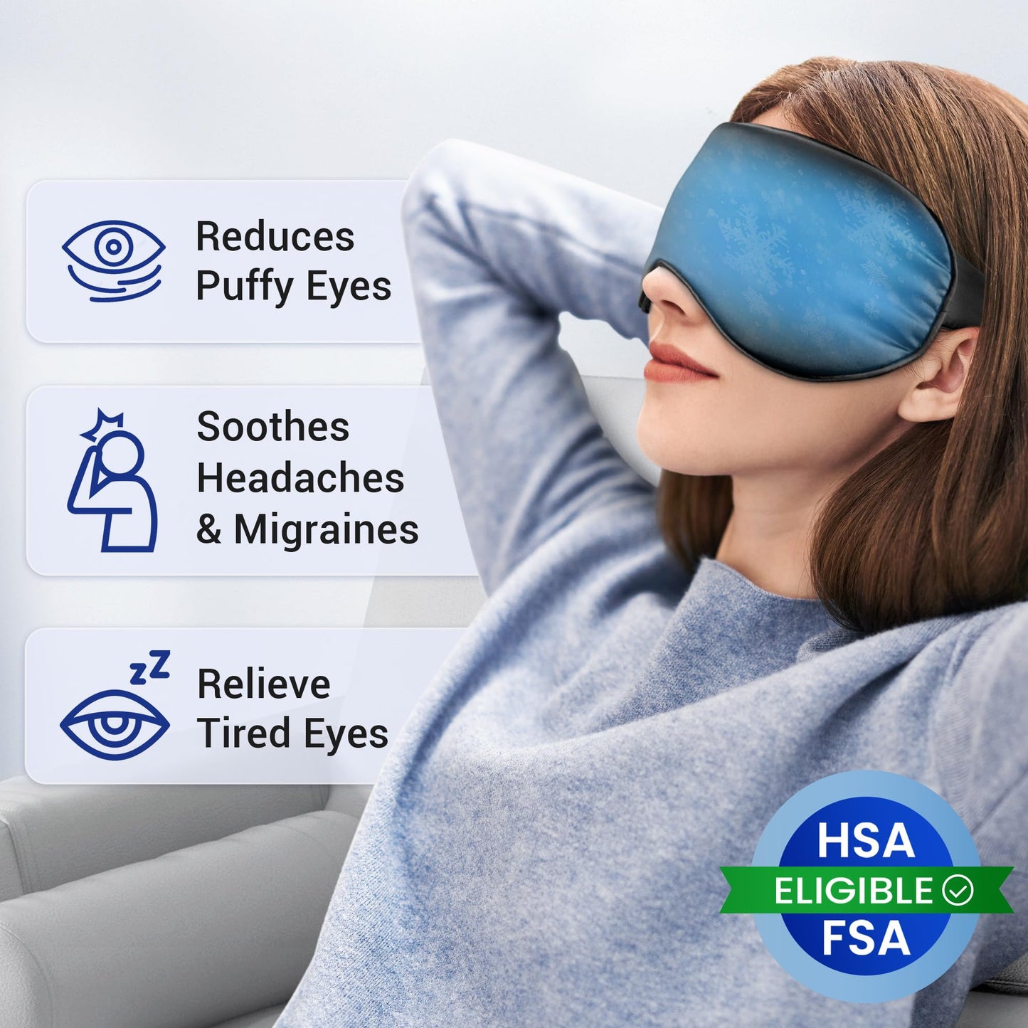 Cooling Eye Mask for Dark Circles Puffiness - Fsa Eligible Items Hsa, Cold Compress for Puffy Eyes Migraines Headache Sleeping After Surgery, Gentle Weighted Travel Essentials Gel Ice Pack (Black)