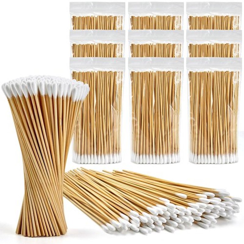 1000PCS 6 inch Long Cotton Swabs - 100% Cotton Swabs with Wooden Sticks - Lint Free, Highly Absorbent Cotton Tipped Applicators for Makeup, Gun Cleaning, Pet Care