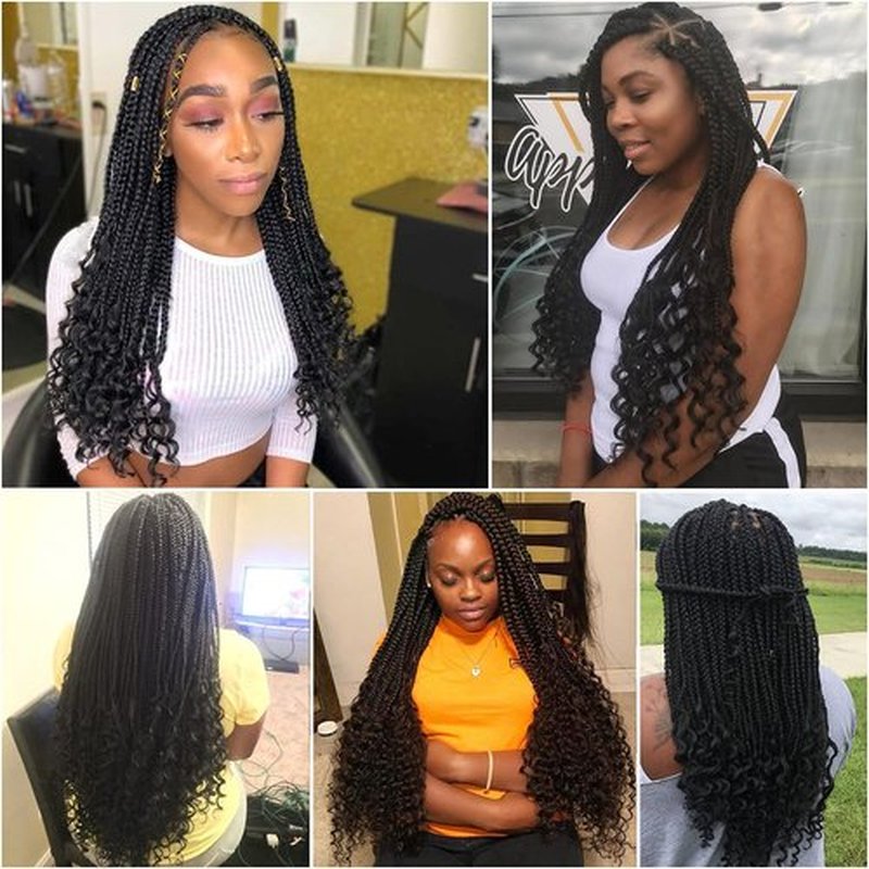 6 Packs Goddess Box Braids Crochet Hair 30 Inch Crochet Braids with Curly Ends Bohemian Crochet Hair Hair for Black Women (30 Inch (Pack of 6), T30#)