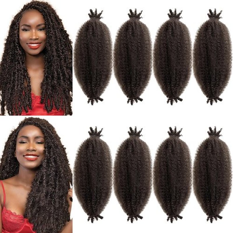 Afro Spring Twist Hair 12 Inch Cuban Twist Hair 8 Packs 4# Marley Twist Braiding Hair Springy Afro Twist Hair Extensions for Faux Locs (4#, 12 Inch(Pack of 8))