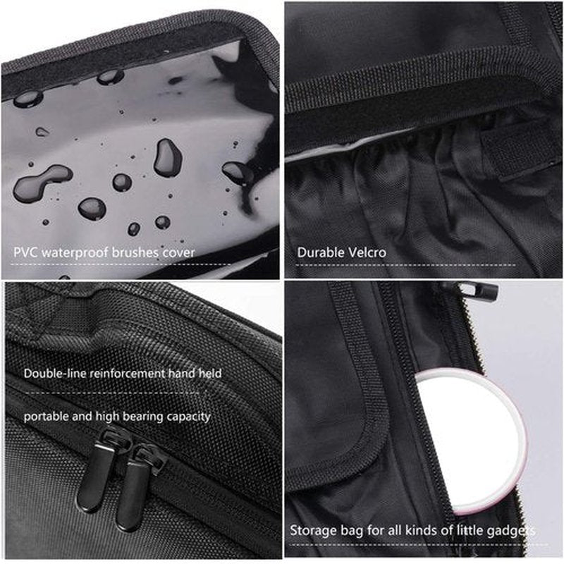 Bvser Travel Makeup Case, Cosmetic Train Case Organizer Portable Artist Storage Makeup Bag with Adjustable Dividers for Cosmetics Makeup Brushes Toiletry Jewelry Digital Accessories - Black