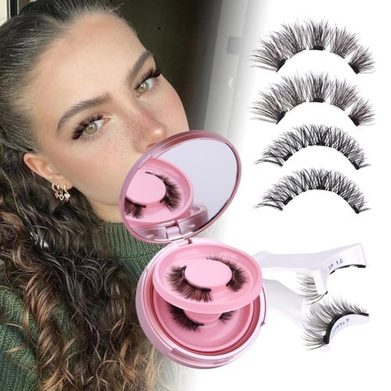 JIMIRE Magnetic Eyelashes Natural Look 2 Pairs Cat Eye Magnetic Lashes with Applicator Reusable Magnetic Eyelashes without Eyeliner No Glue Needed Magnetic Lashes Wispy Eyelashes Easy to Apply