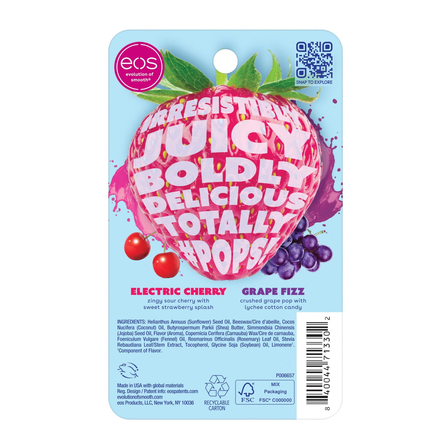 eos FlavorLab Pops! Lip Balm- Electric Cherry & Grape Fizz, Limited-Edition, 0.14 oz, 2-Pack